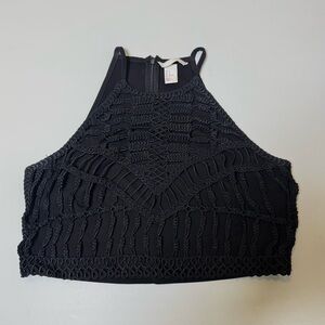H&M Black Crochet Crop Top